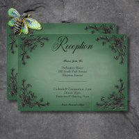 Gothic Black & Green Filigree Heart Reception