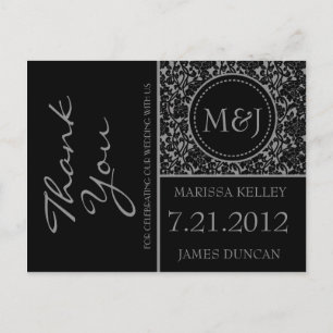 Gothic Black/Grey Flourish Thank You Postcard