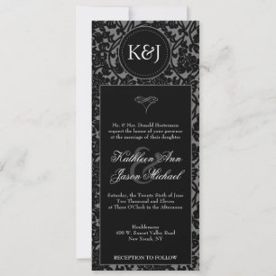 Gothic Black & Grey Flourish Wedding invitation