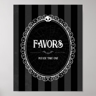 Gothic Black & Grey Skull Party Favor Sign