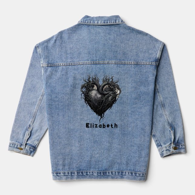 Gothic Black Heart Custom Denim Jacket (Back)