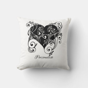 Gothic Black Heart Tattoo Art Design Personalised Cushion