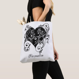 Gothic Black Heart Tattoo Art Design Personalised Tote Bag