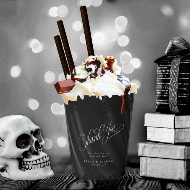 Gothic Black Lace & Satin Wedding ID866 Paper Cups (Creator Uploaded)