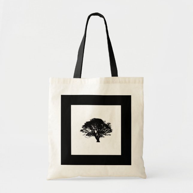 Gothic Black Oak Tree Silhouette Fine Art Drawing Tote Bag (Front)