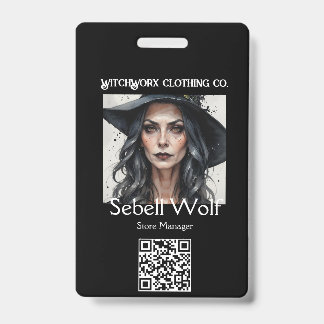 Gothic Black Pentacle Employee Badge ID Badge