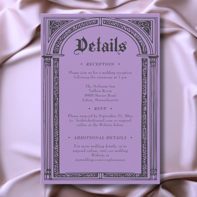 Gothic Black Purple Mediaeval Until Death Wedding Enclosure Card (Gothic Black Purple Medieval Until Death Wedding Enclosure Card)