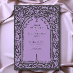 Gothic Black Purple Medieval Until Death Wedding Invitation