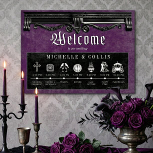 Gothic Black & Purple Order of Events Wedding Poster