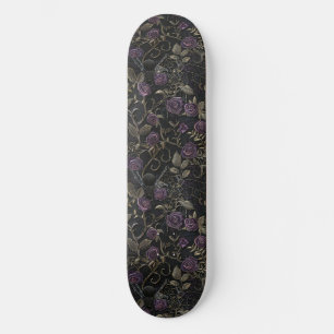 Gothic Black Purple Roses and Spiders Skateboard
