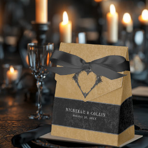 Gothic Black Raven & Black Roses Gold Wedding Favour Box