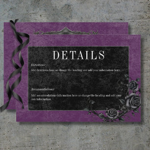 Gothic Black Raven & Black Roses Purple Details Enclosure Card