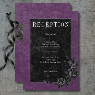 Gothic Black Raven & Black Roses Purple Reception Enclosure Card