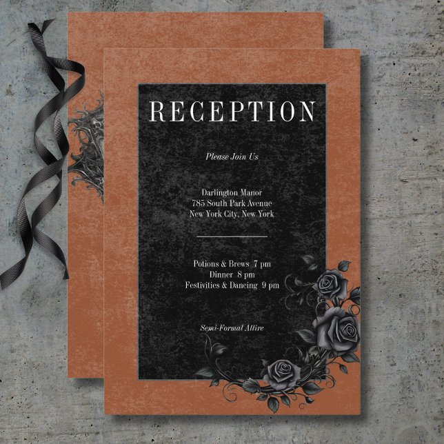 Gothic Black Raven & Black Roses Rust Reception Enclosure Card (Gothic Black Raven & Black Roses Rust Reception Enclosure Card)