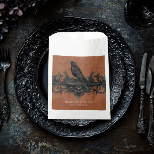 Gothic Black Raven & Black Roses Rust Wedding Favour Bags