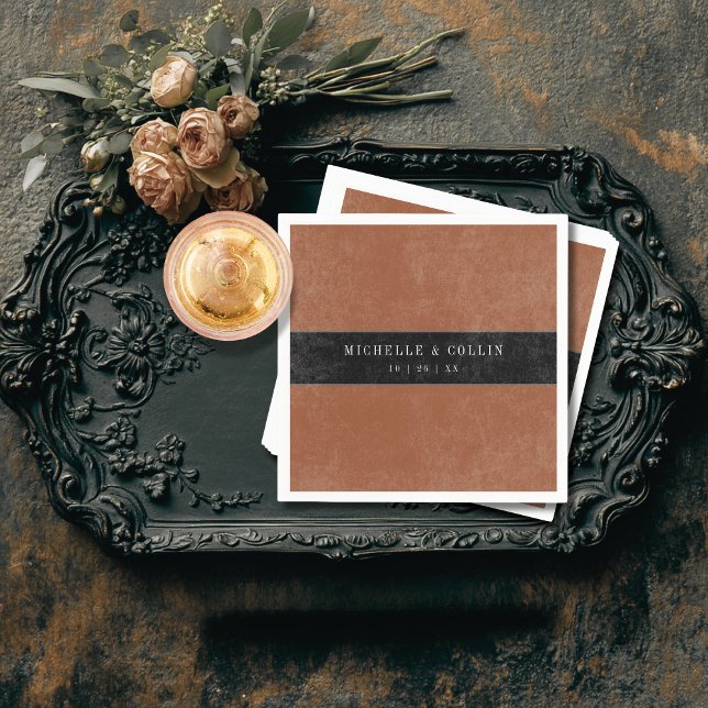 Gothic Black Raven & Black Roses Rust Wedding Napkin (Creator Uploaded)