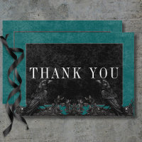 Gothic Black Raven & Black Roses Teal Details