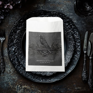 Gothic Black Raven & Black Roses Wedding Favour Bags