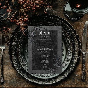 Gothic Black Raven & Black Roses Wedding Menu