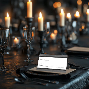 Gothic Black Raven & Black Roses Wedding Place Card