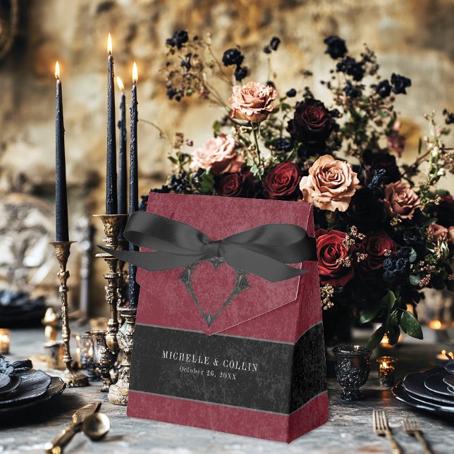 Gothic Black Raven & Black Roses Wine Wedding Favour Box (Creator Uploaded)
