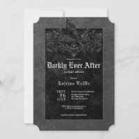 Gothic Black Raven & Roses Black Bridal Shower