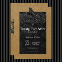 Gothic Black Raven & Roses Gold Bridal Shower