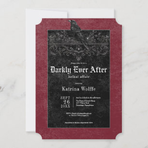 Gothic Black Raven & Roses Wine Bridal Shower Invitation