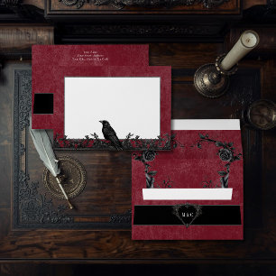 Gothic Black Raven Wine Darkly Ever After Wedding Envelope