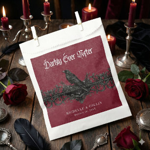 Gothic Black Raven Wine Darkly Ever After Wedding Favour Bags
