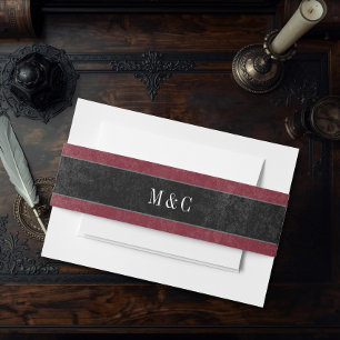 Gothic Black Raven Wine Darkly Ever After Wedding Invitation Belly Band