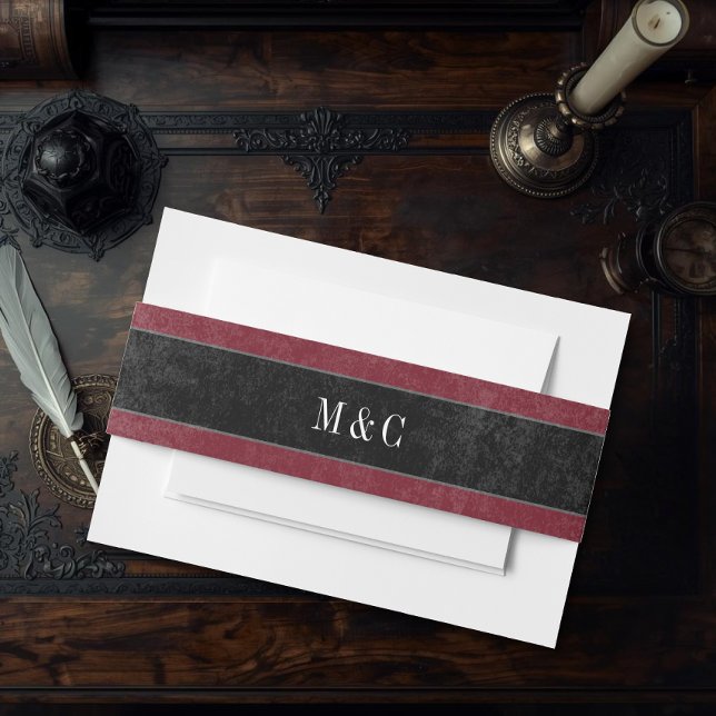 Gothic Black Raven Wine Darkly Ever After Wedding Invitation Belly Band (Creator Uploaded)