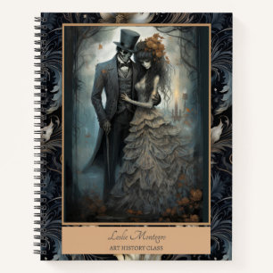 Gothic Black Romantic Skeleton Bride Groom Notebook