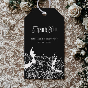Gothic Black Rose Bat Spiderweb Wedding Gift Tags