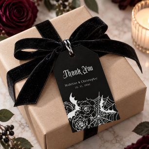 Gothic Black Rose Bat Spiderweb Wedding Gift Tags