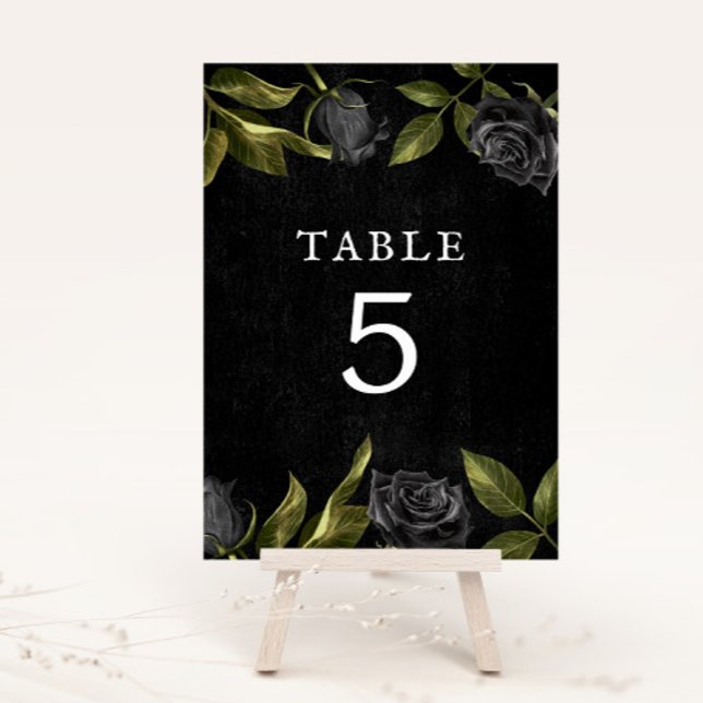 Gothic Black Rose Bridal Shower Table Number (Creator Uploaded)
