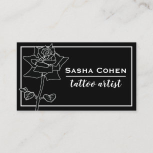 Gothic Black Rose Floral Illustration  Business Card