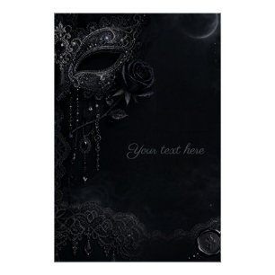 Gothic Black Rose Mask Poster