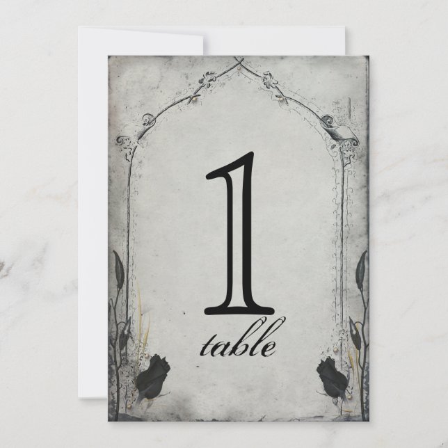 Gothic Black Rose Trellis Anniversary Table Number (Front)