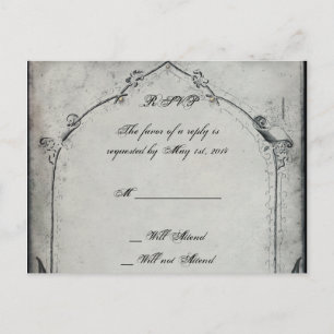 Gothic Black Rose Trellis Wedding RSVP Invitation Postcard