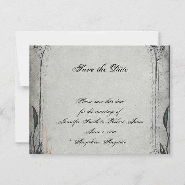 Gothic Black Rose Trellis Wedding Save the Date (Front)