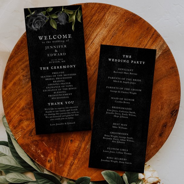 Gothic Black Rose Wedding Ceremony  Programme (Creator Uploaded)