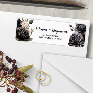 Gothic Black Roses Floral Wedding Return Address