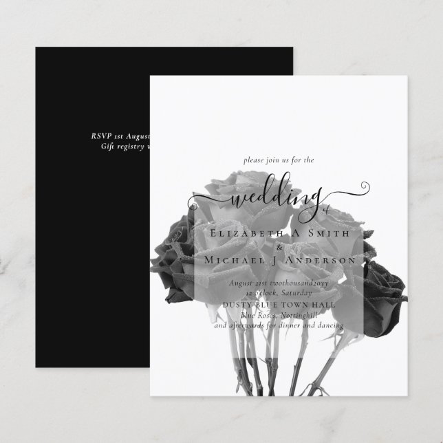 Gothic Black Roses Goth Wedding Invite (Front/Back)