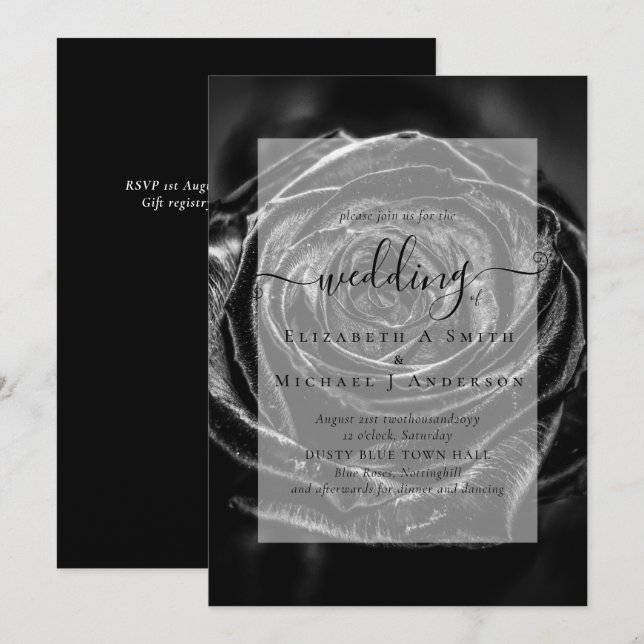 Gothic Black Roses Goth Wedding Invite (Front/Back)