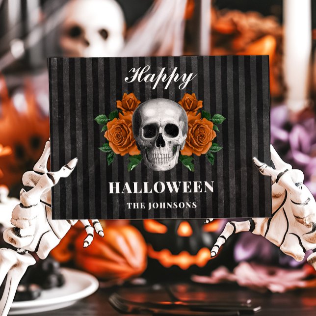 Gothic Black Roses & Skull Happy Halloween Card (Gothic Black Roses & Skull Happy Halloween Card)