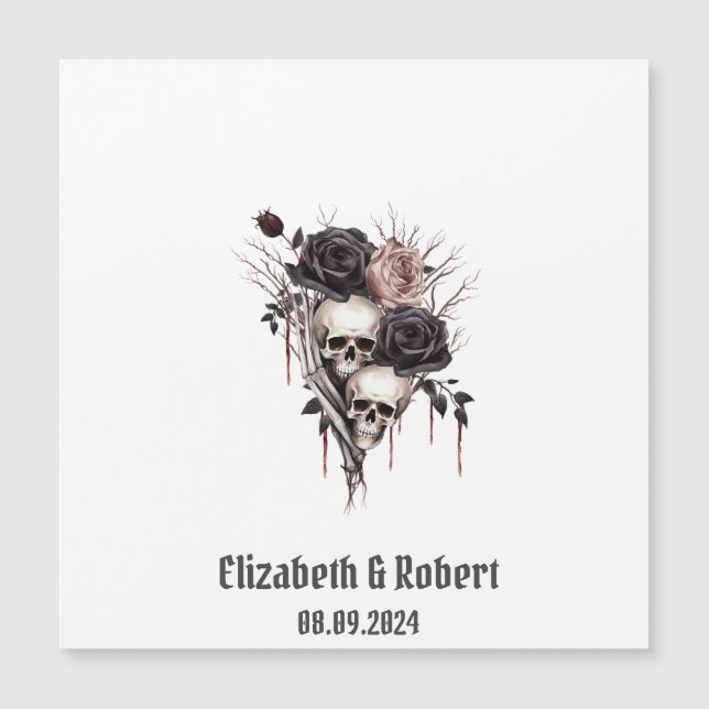 Gothic Black Roses Skulls Wedding  (Front)