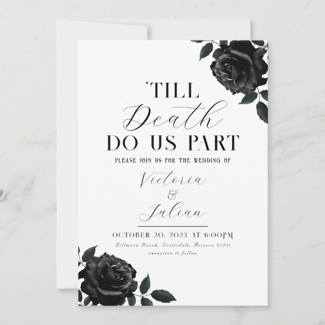 Gothic Black Roses Wedding Party Invitation (Front)