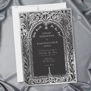 Gothic Black Silver Mediaeval Until Death Wedding Invitation