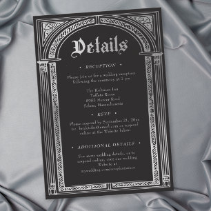 Gothic Black Silver Mediaeval Wedding Enclosure Card